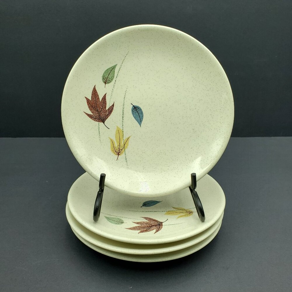 Franciscan Autumn Leaves Bread Plates Speckled Leaf Pattern Dessert Plates